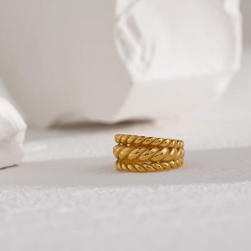 Serpent Textured triple Stacking Ring