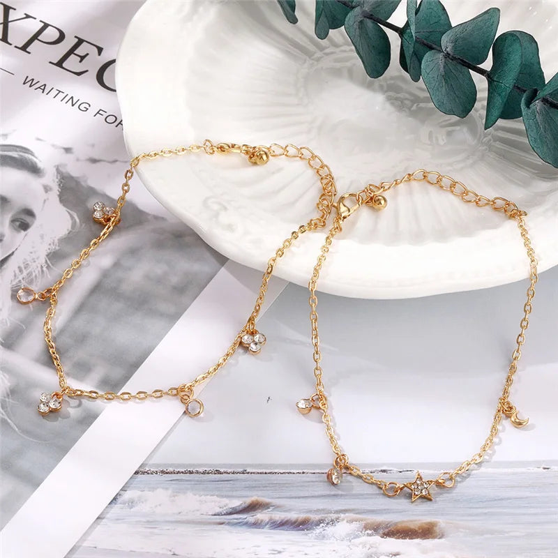 Star Diamond Double Chain Anklet