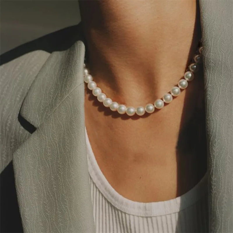 Round White Pearl Necklace