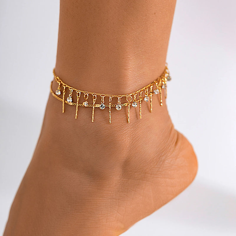 Radial Diamond Double chain anklet