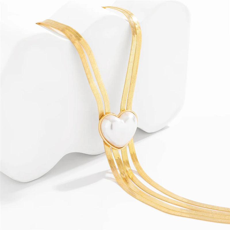 Luminous Aurum Elegance Heart Pendant Necklace.