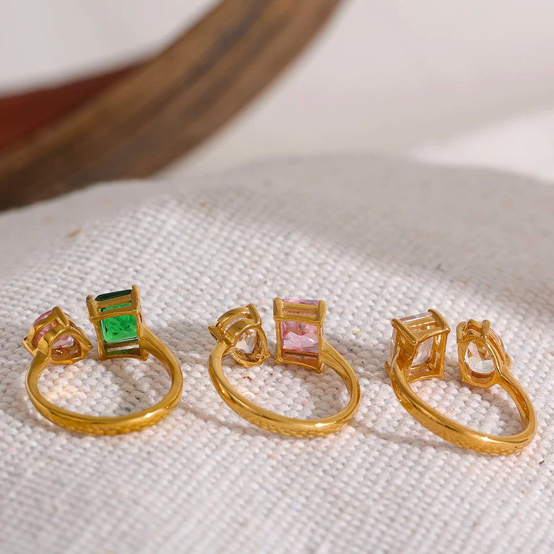 Good Vibes Double Gemstone Stacking Ring