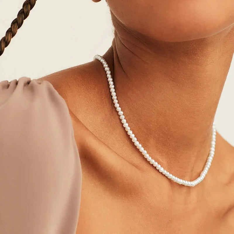 Round White Pearl Necklace