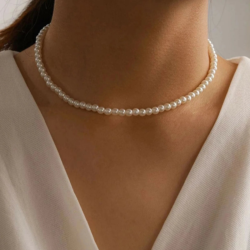 Round White Pearl Necklace