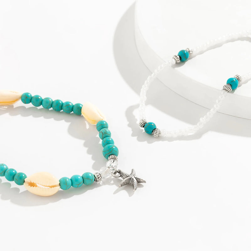 Seashell Star Pearl Anklet