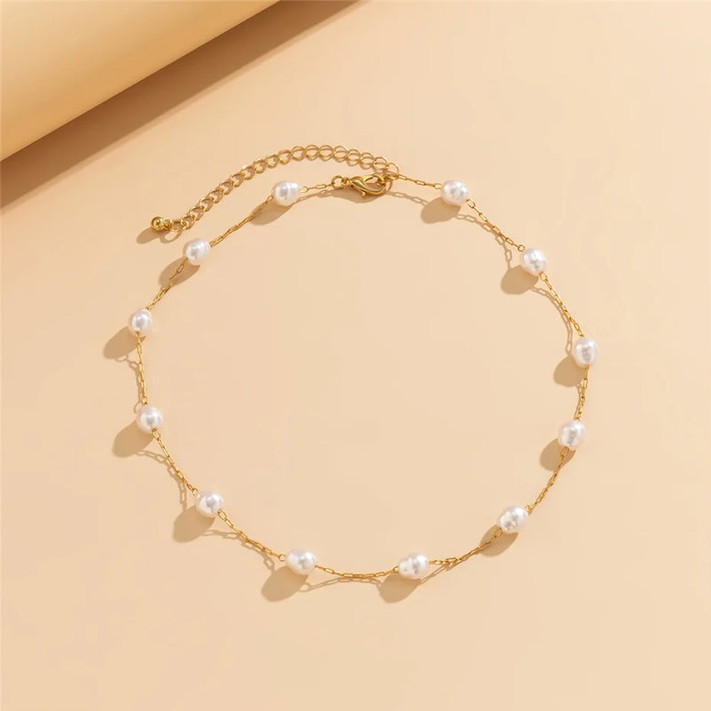 Oval Round Pearl Bead Chain