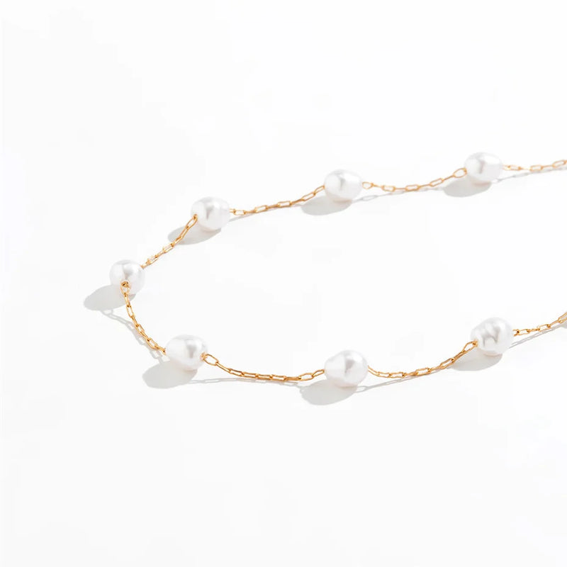 Oval Round Pearl Bead Chain